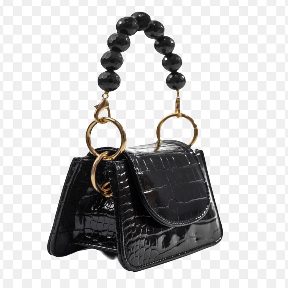 Aliel Horra Black Croc-Embossed Beaded Mini Bag - Picture 2 of 7